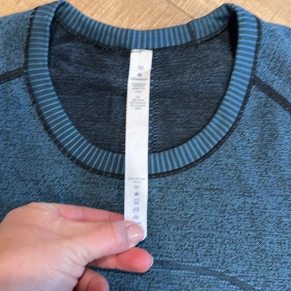 Lululemon Swiftly Tech Long Sleeve Crew Black / Desert Teal Size 10 - Picture 7 of 14